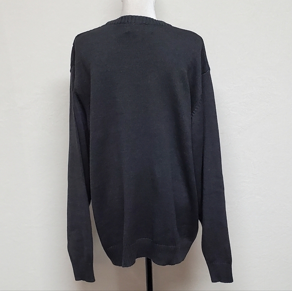 Oscar de la Renta Charcoal Gray Corded Cotton Blend Knit Long Sleeve Sweater XXL - Picture 9 of 13